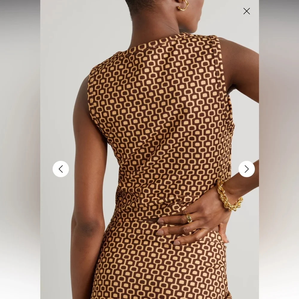 LESET Rio cropped printed stretch-jersey tank & skirt - Picture 2 of 7